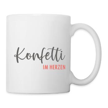 Konfetti im Herzen - Tasse - Weiß - Rechts