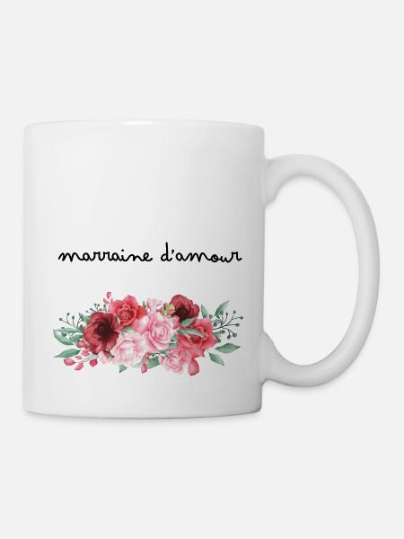 Marraine d’amour fleurs- idée cadeau marraine - Mug blanc - blanc