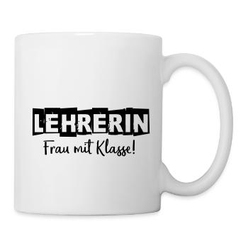 Lehrerin - Frau mit Klasse - Tasse - Weiß - Rechts