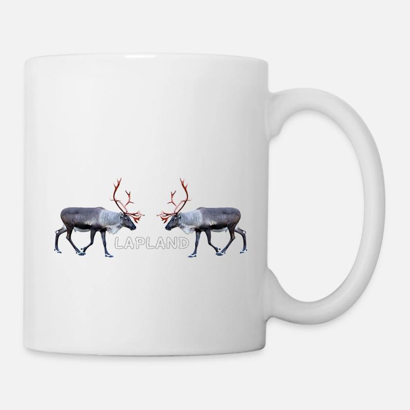 Lapland reindeer pair with text motifs - Mug - white
