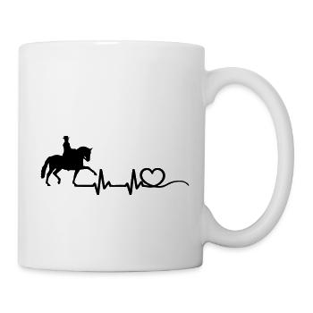 Coeur de battement de cœur avec Silhouette de cavalier de dressage - Mug blanc - blanc - Droite