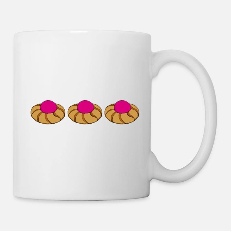 Drei Kekse mit Kirsche - Tasse - Weiß