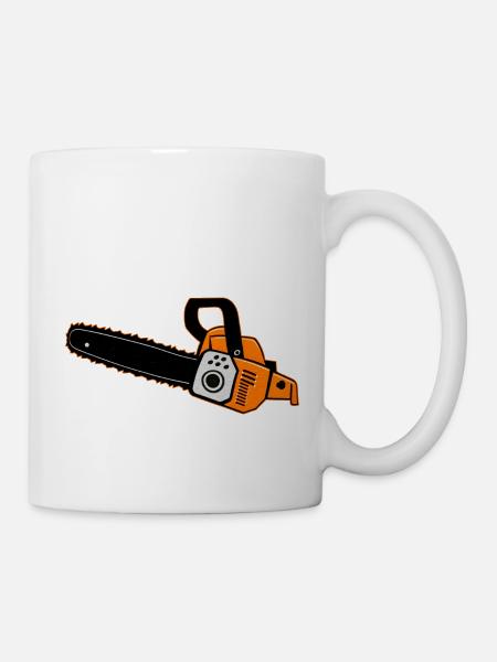 Motorsäge ORANGE - Tasse - Weiß