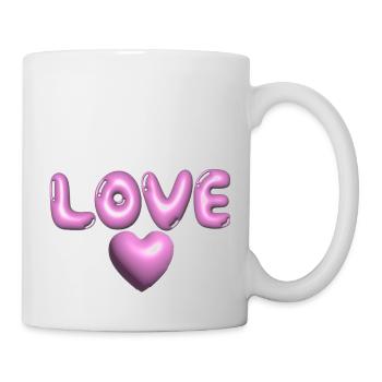 Amour, 3D, Gonflé, Ballon, Rose, Saint-Valentin - Mug blanc - blanc - Droite