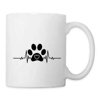 Hundeliebhaber Hundepfote mit Herz - Tasse - Weiß - Rechts