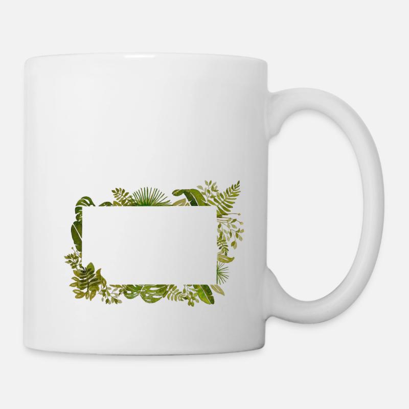 Aquarell Laub Rahmen - Tasse - Weiß