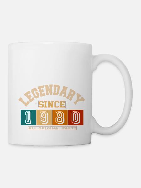 Legendär seit 1980 Vintage Retro Anniversary - Tasse - Weiß