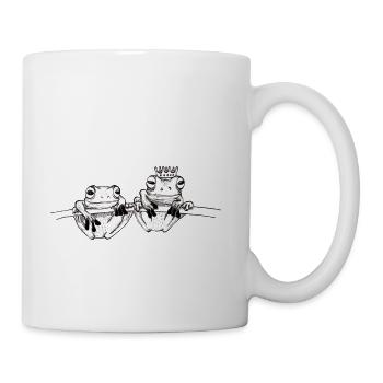hand drawn frogs on a branch - Mug - white - Right