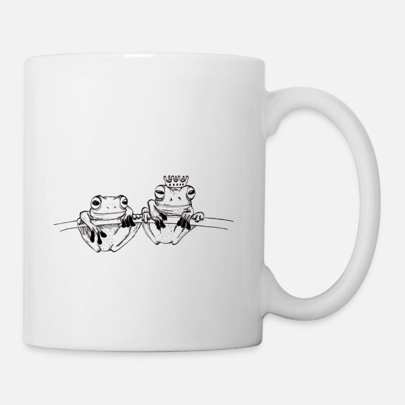 hand drawn frogs on a branch - Mug - white