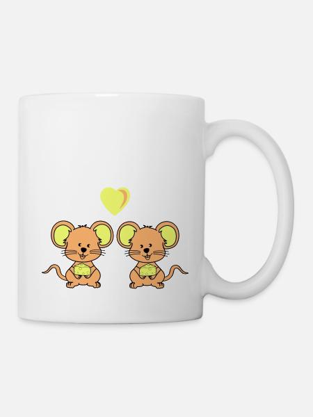 mäuse verliebt - Tasse - Weiß