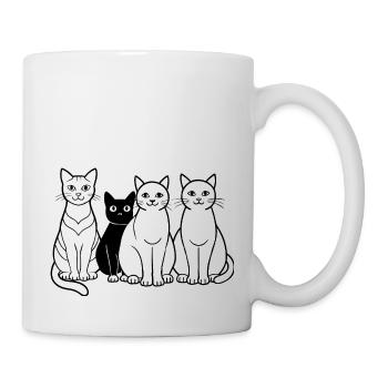Niedliche Katzen in der Reihe - Tasse - Weiß - Rechts