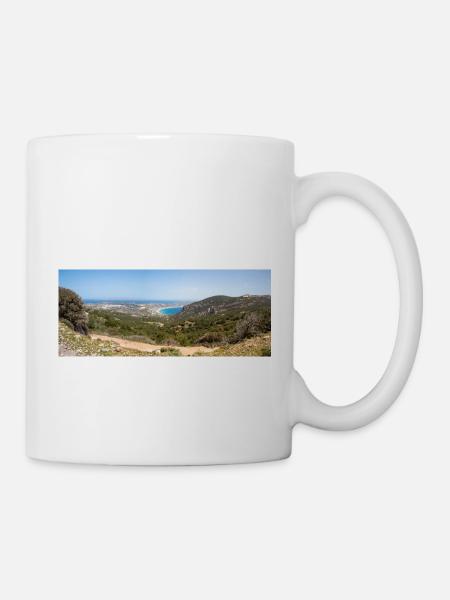 Landschaftsansicht des Strandes Kefalos Insel Kos Süd - Tasse - Weiß