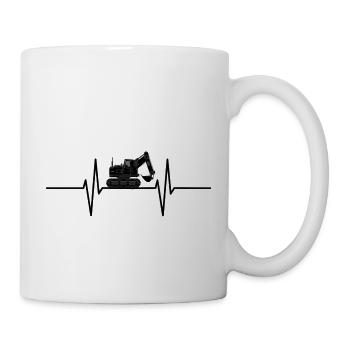 Herzschlag mit Bagger - Tasse - Weiß - Rechts