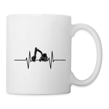 Herzschlag mit Bagger - Tasse - Weiß - Rechts