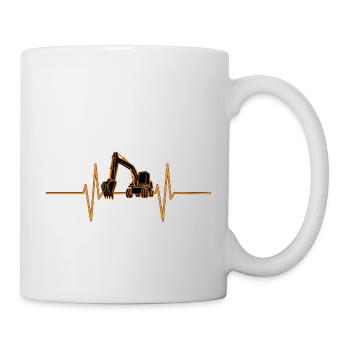 Herzschlag mit Bagger - Tasse - Weiß - Rechts