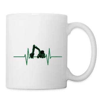 Herzschlag mit Bagger - Tasse - Weiß - Rechts