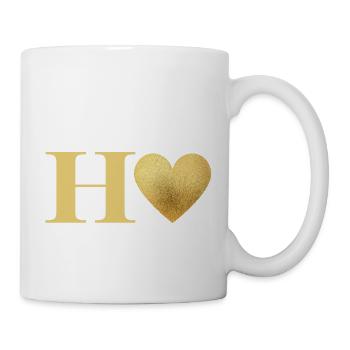Buchstabe h goldenes Herz - Tasse - Weiß - Rechts