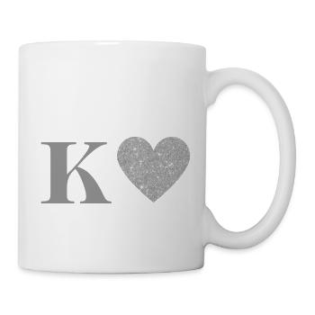Silbernes Herz Buchstabe k - Tasse - Weiß - Rechts