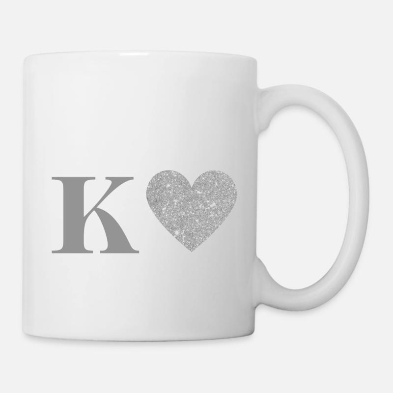 Silbernes Herz Buchstabe k - Tasse - Weiß