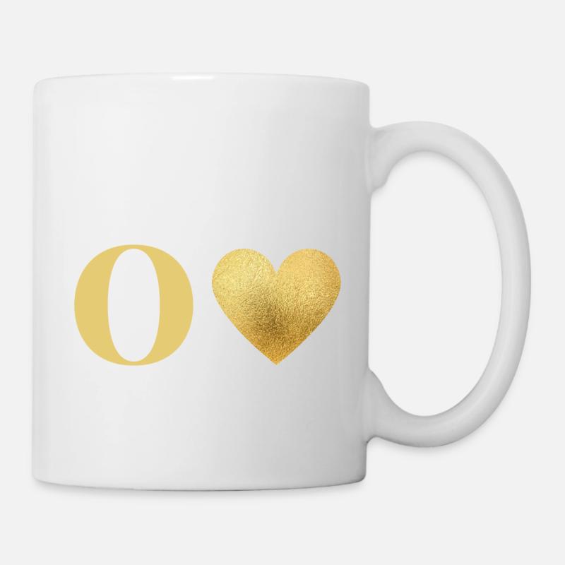 Lettre o cœur doré - Mug blanc - blanc