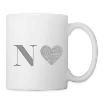 Silberner Buchstabe n Herz - Tasse - Weiß - Rechts