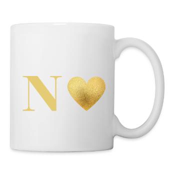 Buchstabe n goldenes Herz - Tasse - Weiß - Rechts