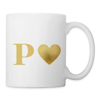 Lettre p cœur doré - Mug blanc - blanc - Droite