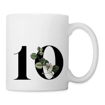 Numéro 10 floral vert -10e anniversaire floral - Mug blanc - blanc - Droite
