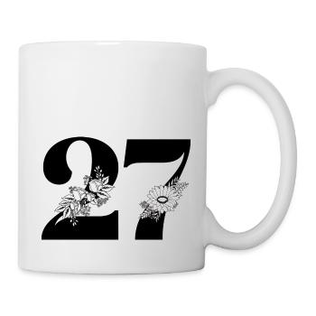 Number 27 Black Floral -27th Floral Anniversary - Mug - white - Right