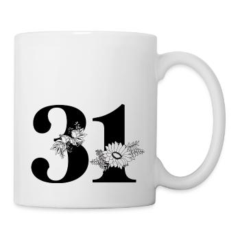Numéro 31 floral noir - 31e anniversaire floral - Mug blanc - blanc - Droite
