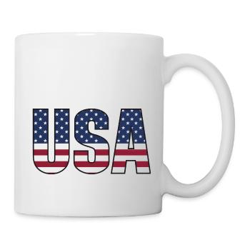 USA T-Shirt - American Flag Letters - Mug - white - Right