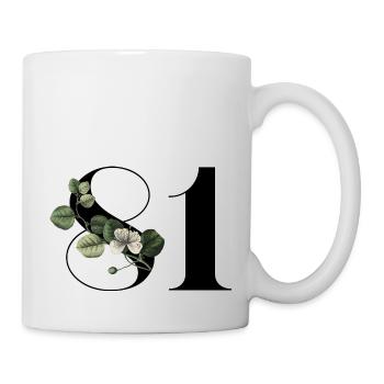 Numéro 81 floral vert - 81e anniversaire floral - Mug blanc - blanc - Droite