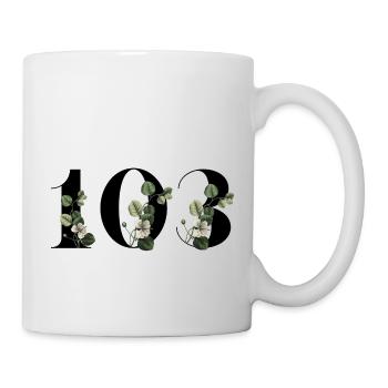 Numéro 103 floral vert - 103e anniversaire floral - Mug blanc - blanc - Droite