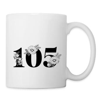 Numéro 105 floral noir - 105e anniversaire floral - Mug blanc - blanc - Droite