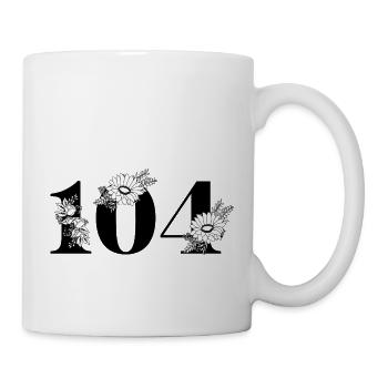 Numéro 104 floral noir - 104e anniversaire floral - Mug blanc - blanc - Droite