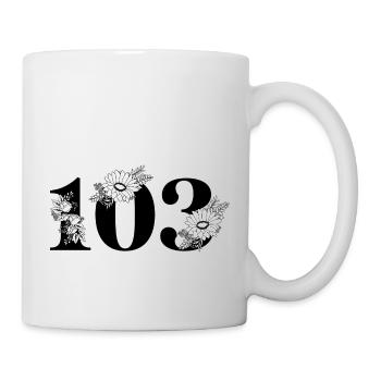 Numéro 103 floral noir - 103e anniversaire floral - Mug blanc - blanc - Droite