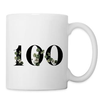 Numéro 100 floral vert - 100e anniversaire floral - Mug blanc - blanc - Droite