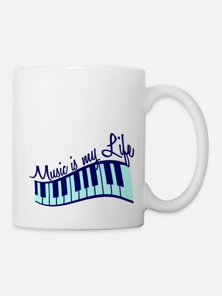 Music is my Life Musik Leben Keyboard Piano Tasten - Tasse - Weiß