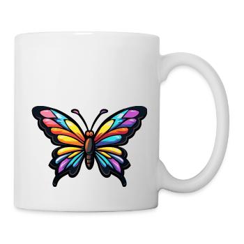 Bande dessinée papillon - Mug blanc - blanc - Droite