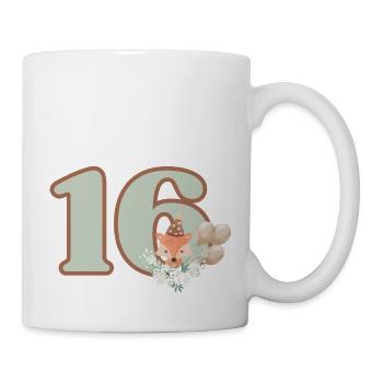 16th Birthday Fox Flowers - Mug - white - Right