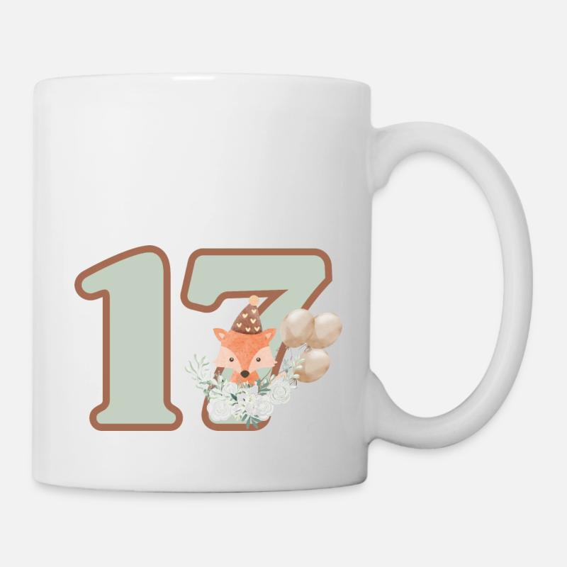 17. Geburtstag Fuchs Blumen - Tasse - Weiß