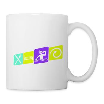 nourriture, dormir, club, techno, musique, fête, répéter - Mug blanc - blanc - Droite