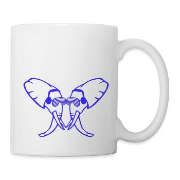 2 Elefanten Köpfe Team Cool Club DJ Freunde Crew - Tasse - Weiß - Rechts