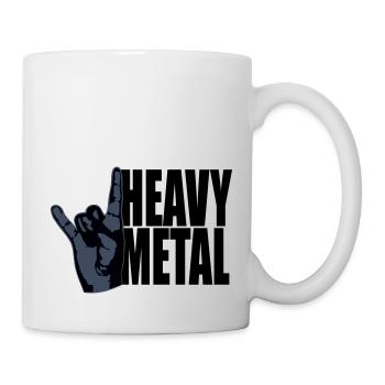Heavy Metal Rock Musique Cors Geste Main Texte Logo - Mug blanc - blanc - Droite