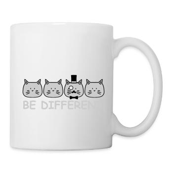 Be Different Sir Katze Zylinder Monokel Herr Reich - Tasse - Weiß - Rechts