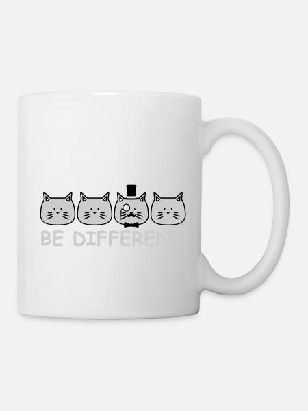 Be Different Sir Katze Zylinder Monokel Herr Reich - Tasse - Weiß