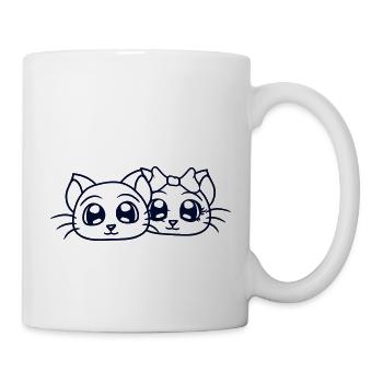 Deux chats couple 2 couple romantique amoureux - Mug blanc - blanc - Droite