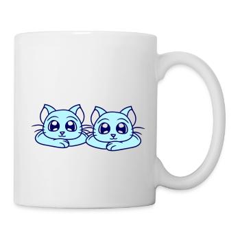 Deux chats heureux 2 amis Couple Équipe Couple - Mug blanc - blanc - Droite