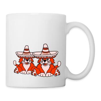 2 Sombrero Hat Chats Amis de la culture mexicaine - Mug blanc - blanc - Droite