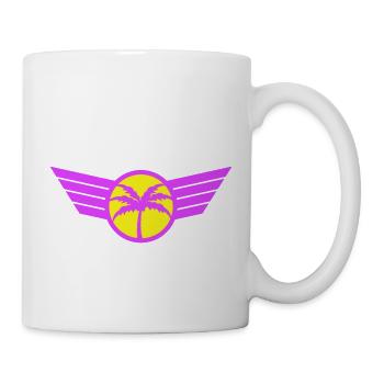 palmier logo aile armoiries emblème symbole soleil rose - Mug blanc - blanc - Droite